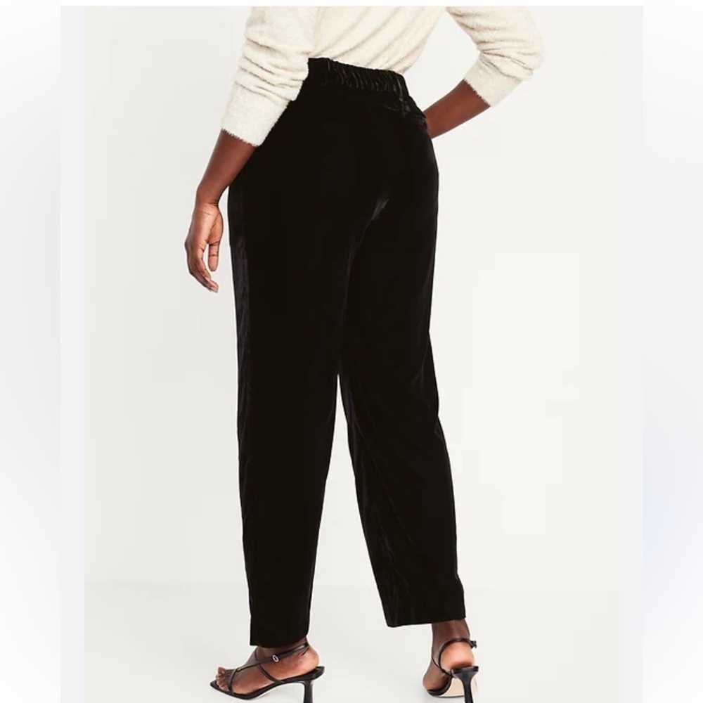 New-Old Navy-S-black velvet-Taylor wide leg trouser, full length, Trouser/pants.